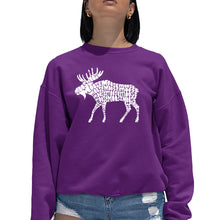Load image into Gallery viewer, Moose  - Women&#39;s Word Art Crewneck Sweatshirt