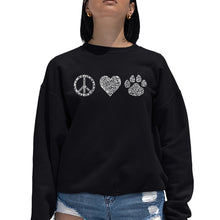 Load image into Gallery viewer, Peace Love Cats  - Women&#39;s Word Art Crewneck Sweatshirt