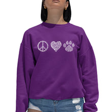 Load image into Gallery viewer, Peace Love Cats  - Women&#39;s Word Art Crewneck Sweatshirt