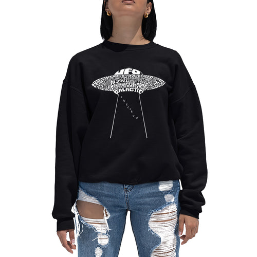 Flying Saucer UFO - Women's Word Art Crewneck Sweatshirt