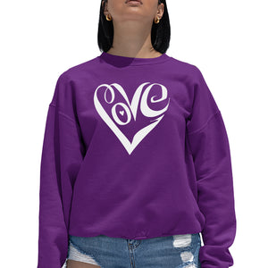 Script Love Heart  - Women's Word Art Crewneck Sweatshirt
