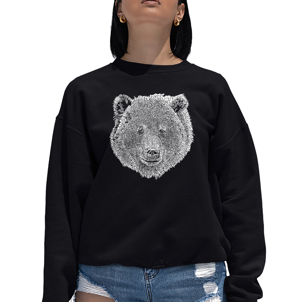 Bear Face  - Women's Word Art Crewneck Sweatshirt