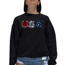 Load image into Gallery viewer, USA Fireworks - Women&#39;s Word Art Crewneck Sweatshirt
