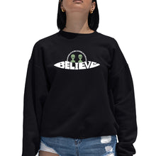 Load image into Gallery viewer, Believe UFO - Women&#39;s Word Art Crewneck Sweatshirt