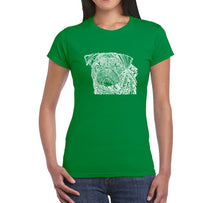 Load image into Gallery viewer, Pug Face - Women&#39;s Word Art T-Shirt