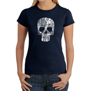 Rock n Roll Skull - Women's Word Art T-Shirt