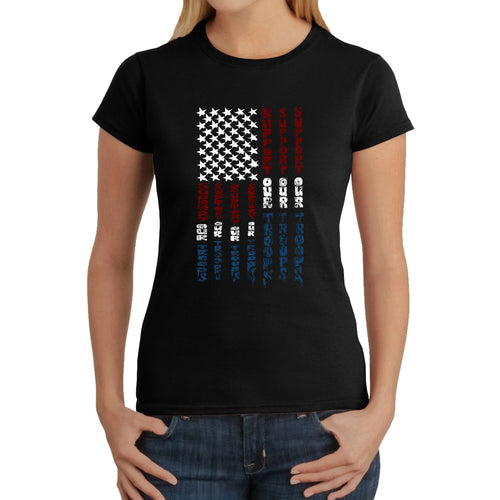 Support our Troops  - Women's Word Art T-Shirt