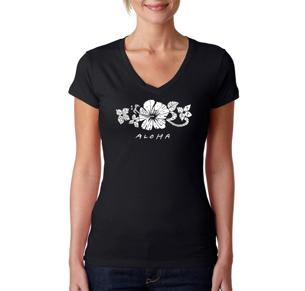 ALOHA - Women's Word Art V-Neck T-Shirt