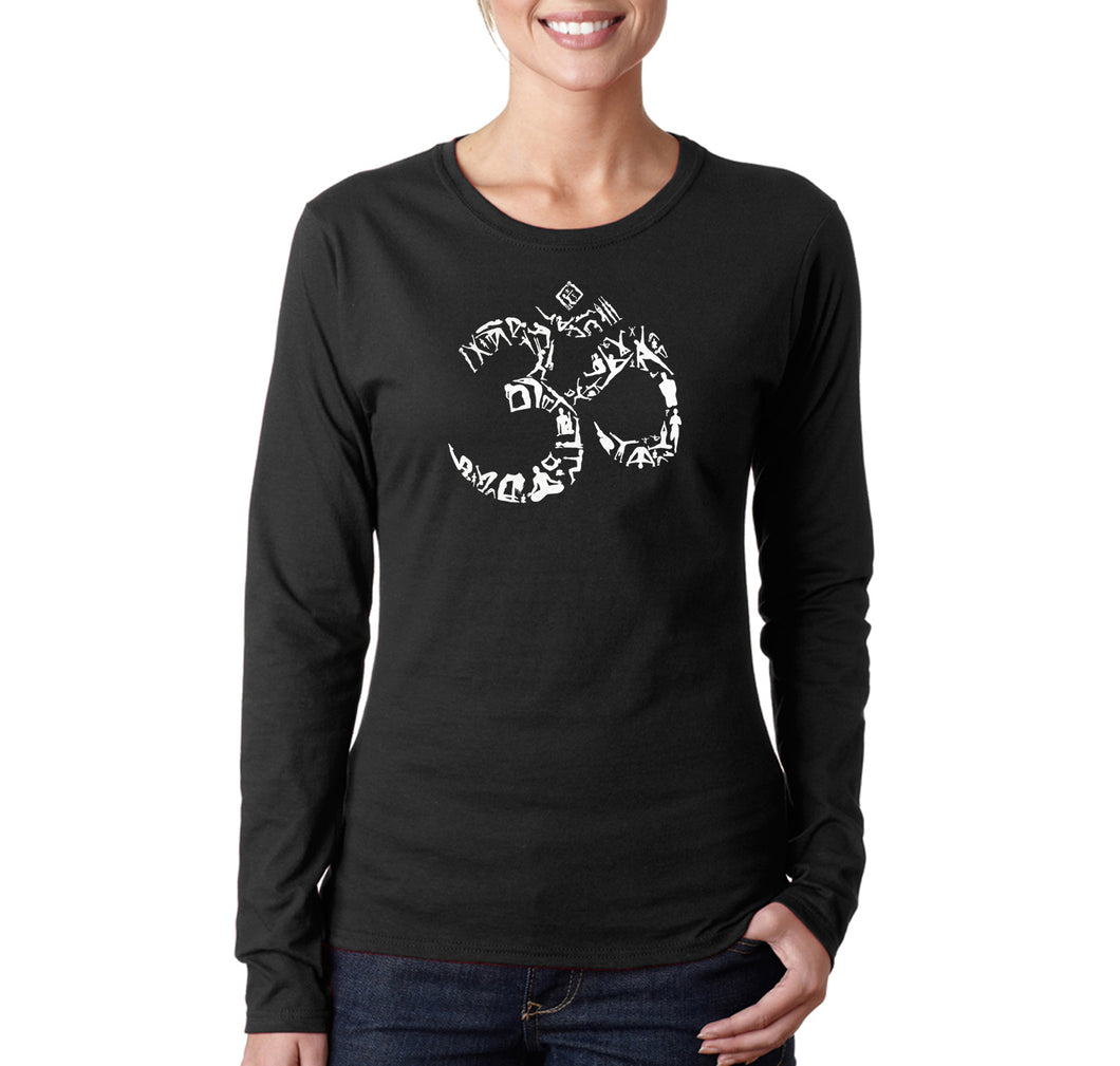THE OM SYMBOL OUT OF YOGA POSES - Women's Word Art Long Sleeve T-Shirt