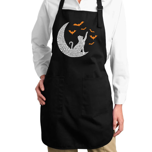 Halloween Cat Moon - Full Length Word Art Apron