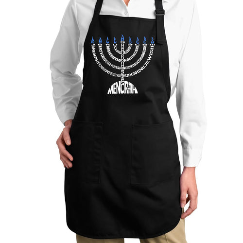 Hanukkah Menorah - Full Length Word Art Apron