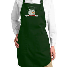 Load image into Gallery viewer, Peeking Snowman - Full Length Word Art Apron