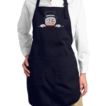 Load image into Gallery viewer, Peeking Snowman - Full Length Word Art Apron