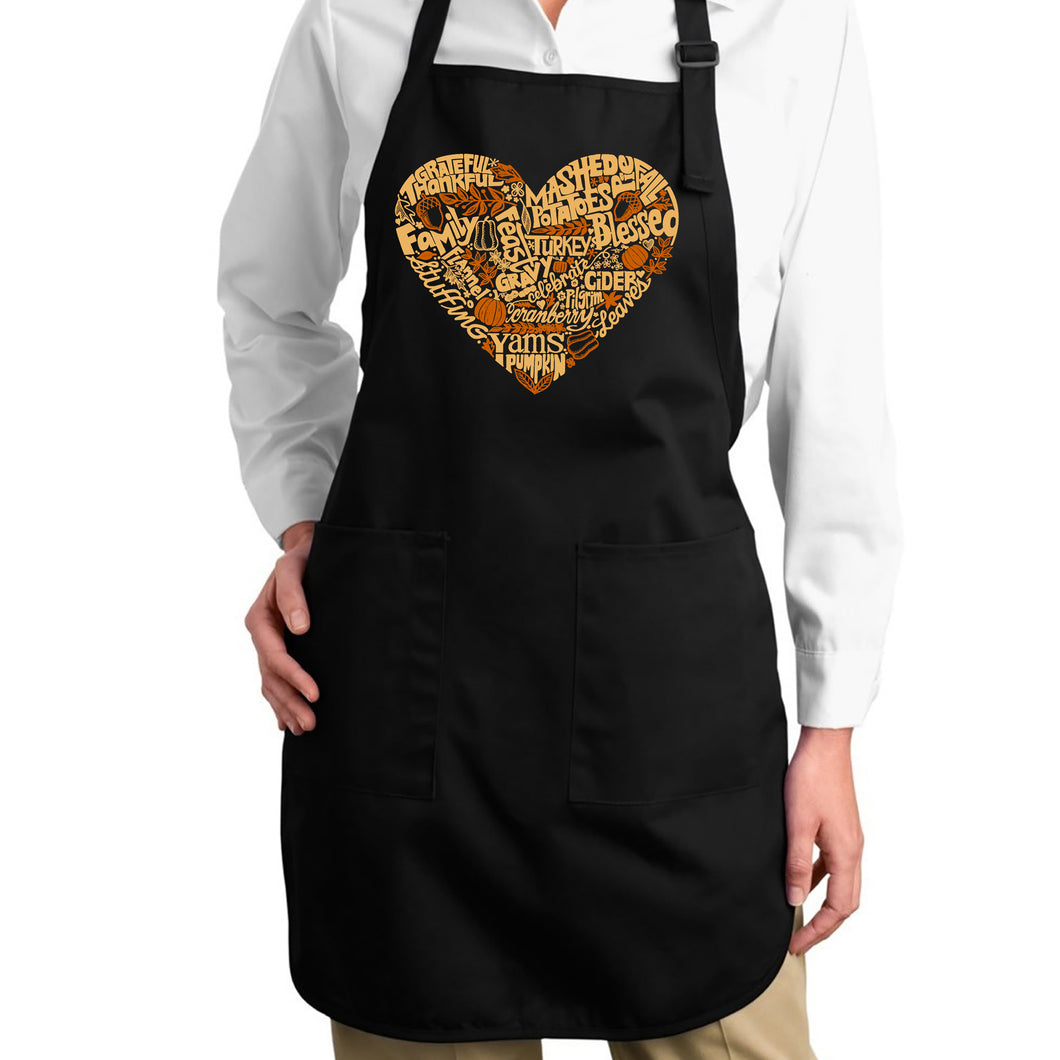 Thanksgiving Heart - Full Length Word Art Apron