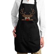 Load image into Gallery viewer, Peeking Reindeer - Full Length Word Art Apron