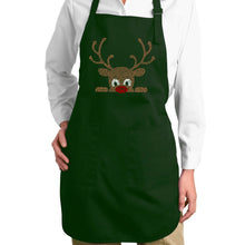 Load image into Gallery viewer, Peeking Reindeer - Full Length Word Art Apron