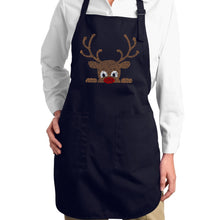 Load image into Gallery viewer, Peeking Reindeer - Full Length Word Art Apron