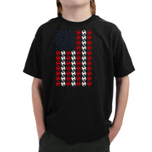 Load image into Gallery viewer, Soccer Flag - Boy's Word Art T-Shirt