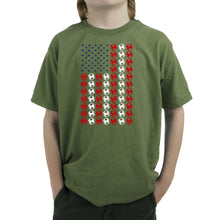 Load image into Gallery viewer, Soccer Flag - Boy's Word Art T-Shirt