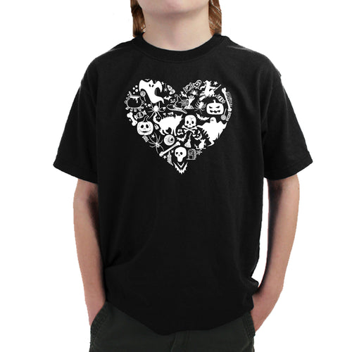 Halloween Heart - Boy's Word Art T-Shirt