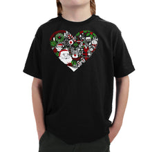 Load image into Gallery viewer, Christmas Themed Heart - Boy's Word Art T-Shirt