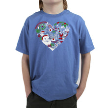Load image into Gallery viewer, Christmas Themed Heart - Boy's Word Art T-Shirt