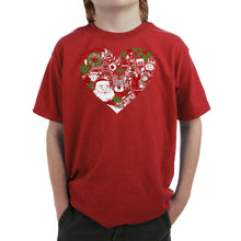 Load image into Gallery viewer, Christmas Themed Heart - Boy's Word Art T-Shirt
