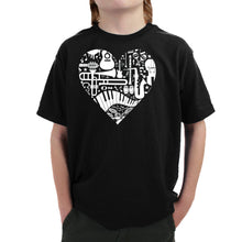 Load image into Gallery viewer, Musical Instrument Heart - Boy's Word Art T-Shirt