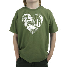 Load image into Gallery viewer, Musical Instrument Heart - Boy's Word Art T-Shirt