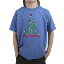 Load image into Gallery viewer, Holiday Christmas Tree - Boy's Word Art T-Shirt