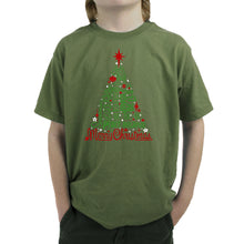 Load image into Gallery viewer, Holiday Christmas Tree - Boy's Word Art T-Shirt
