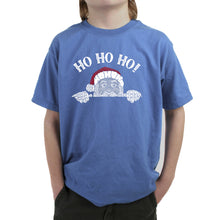 Load image into Gallery viewer, Peeking Santa - Boy's Word Art T-Shirt