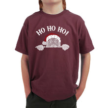 Load image into Gallery viewer, Peeking Santa - Boy's Word Art T-Shirt