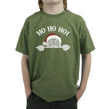 Load image into Gallery viewer, Peeking Santa - Boy's Word Art T-Shirt