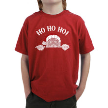 Load image into Gallery viewer, Peeking Santa - Boy's Word Art T-Shirt