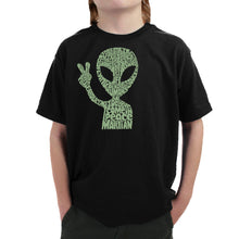 Load image into Gallery viewer, Peace Alien - Boy's Word Art T-Shirt