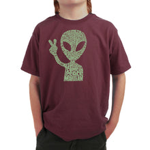 Load image into Gallery viewer, Peace Alien - Boy's Word Art T-Shirt