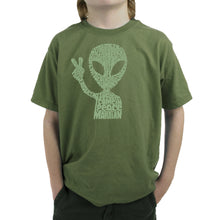 Load image into Gallery viewer, Peace Alien - Boy's Word Art T-Shirt