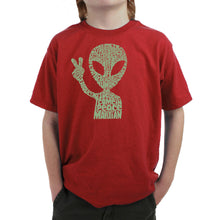 Load image into Gallery viewer, Peace Alien - Boy's Word Art T-Shirt
