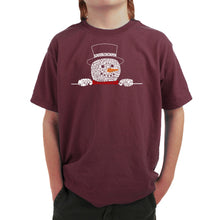Load image into Gallery viewer, Peeking Snowman - Boy's Word Art T-Shirt