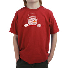 Load image into Gallery viewer, Peeking Snowman - Boy's Word Art T-Shirt
