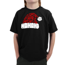 Load image into Gallery viewer, Paw Print Santa Hat - Boy's Word Art T-Shirt