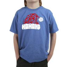 Load image into Gallery viewer, Paw Print Santa Hat - Boy's Word Art T-Shirt