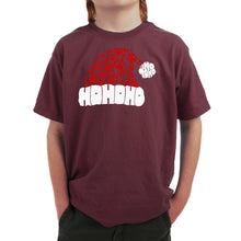 Load image into Gallery viewer, Paw Print Santa Hat - Boy's Word Art T-Shirt