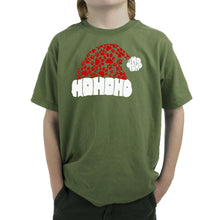 Load image into Gallery viewer, Paw Print Santa Hat - Boy's Word Art T-Shirt