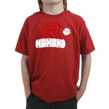 Load image into Gallery viewer, Paw Print Santa Hat - Boy's Word Art T-Shirt