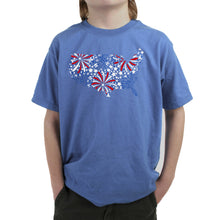Load image into Gallery viewer, USA Fireworks - Boy's Word Art T-Shirt