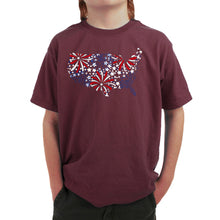 Load image into Gallery viewer, USA Fireworks - Boy's Word Art T-Shirt