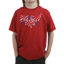 Load image into Gallery viewer, USA Fireworks - Boy's Word Art T-Shirt