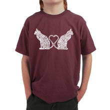 Load image into Gallery viewer, Cat Tail Hearts - Boy&#39;s Word Art T-Shirt